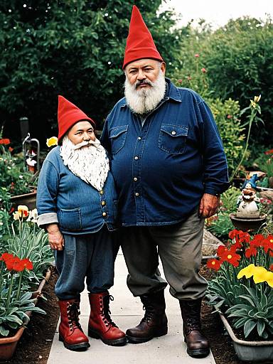 Plus-Size Garden Gnome and Elderly Man