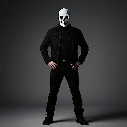 Man in Skull Mask Pose