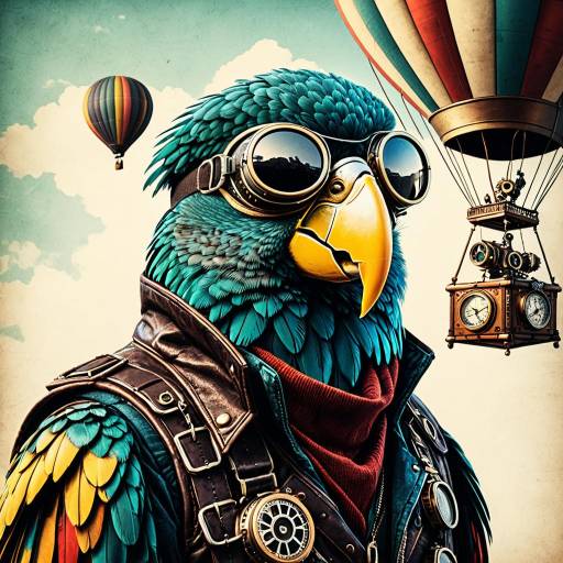Steampunk Parrot in Aviator Goggles