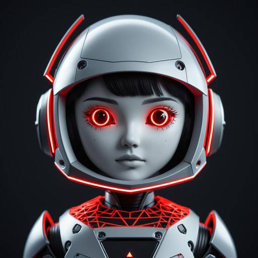 Adorable Cyber Robot Girl in Neon Grid