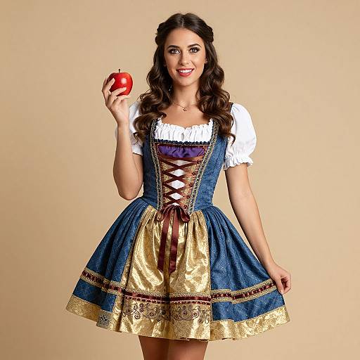 Bavarian Woman in Blue-Gold Dress
