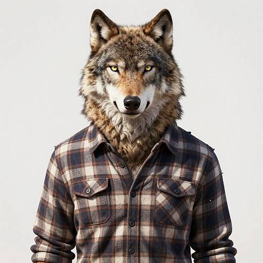 Rugged Anthropomorphic Wolf in Flannel
