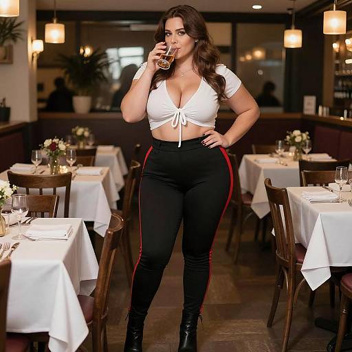 Confident Woman in Stylish Restaurant