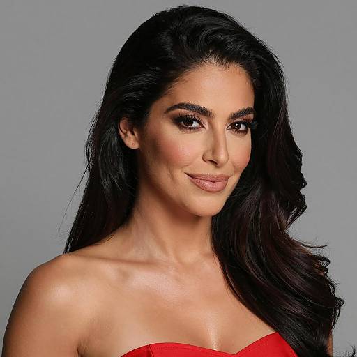 Elegant Woman with Wavy Black Hair