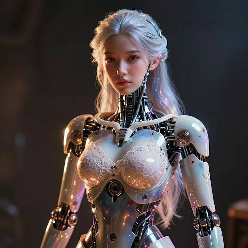 Porcelain Female Android with Lace Armor