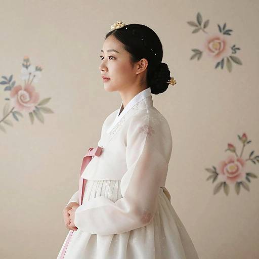 Elegant Korean Woman in Hanbok