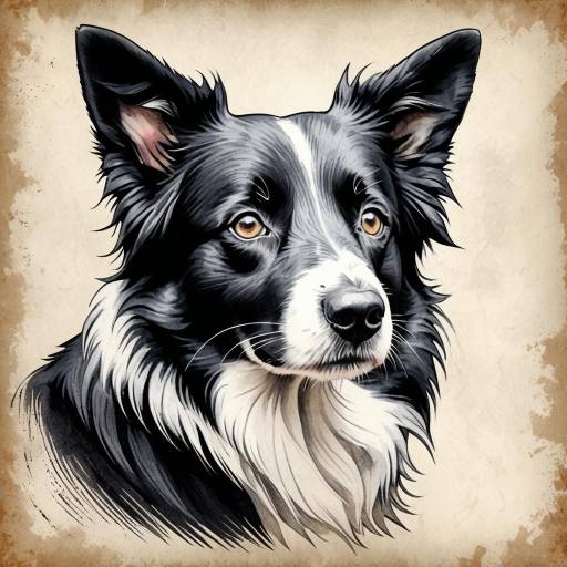 Majestic Border Collie Portrait in Monochrome