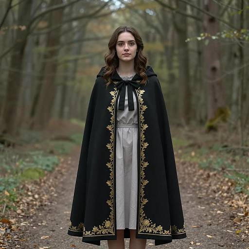Young Woman in Black Clover Cloak