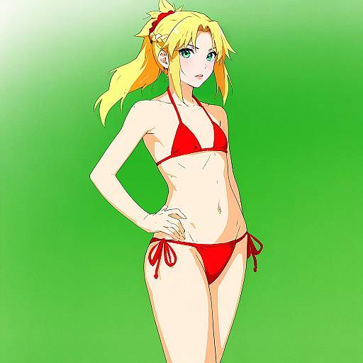 Illustration of Mordred (swimsuit rider) (fate), fate (series) in the style of Libre