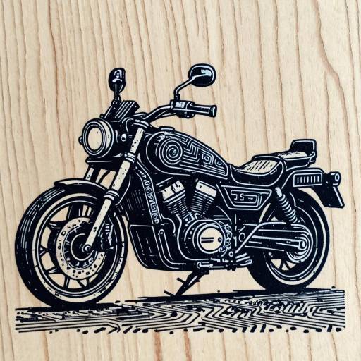 Vintage Motorcycle Rubber Stamp Art
