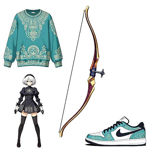 Enchanted JRPG Bow with Aztec Punk Style