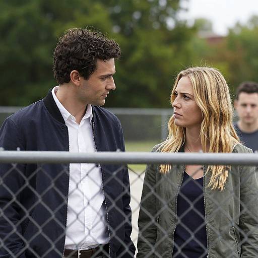 Couple Behind Chain-Link Fence Portrait