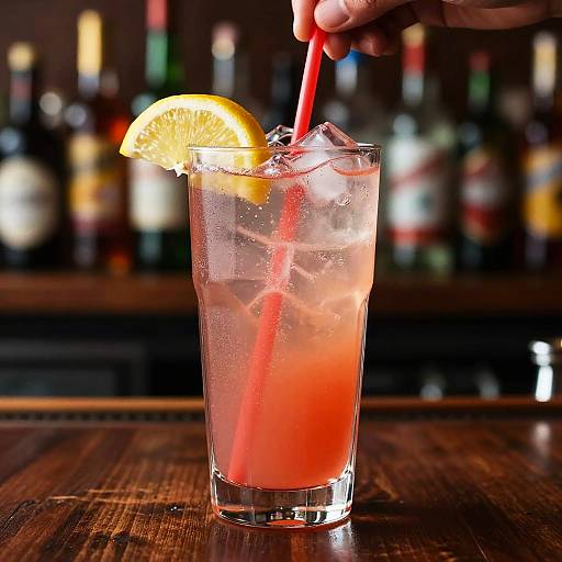Refreshing Pink Drink on Bar Counter