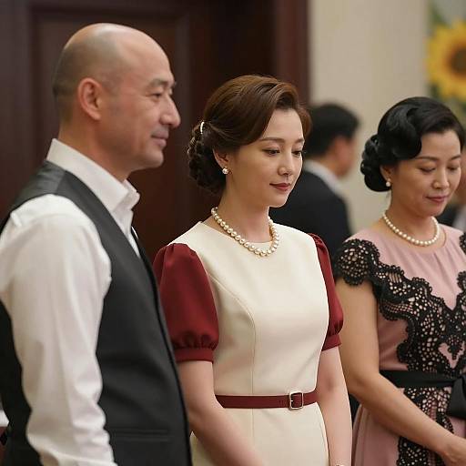 Intimate Indoor Gathering with Three Characters