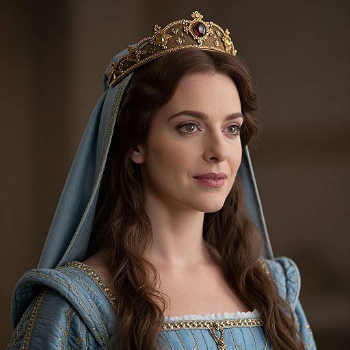 Medieval Queen in Blue Dress