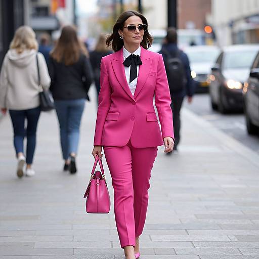 Stylish Woman on Bustling Manchester Street