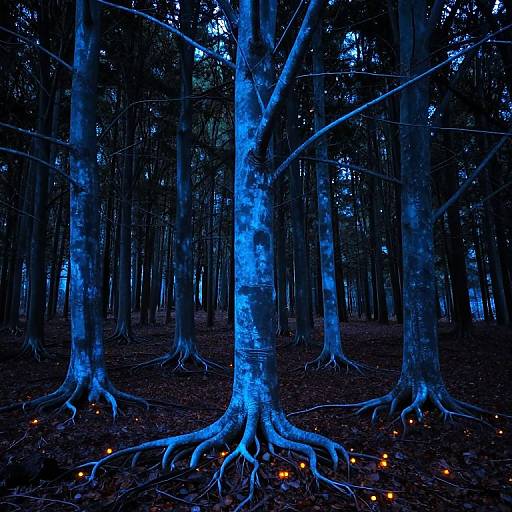 Ethereal Glowing Blue Forest
