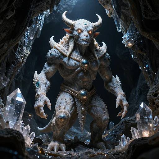 Ancient Celestial Golem in Crystalline Cave