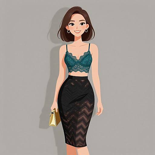 Smiling Woman in Contemporary Party Attire