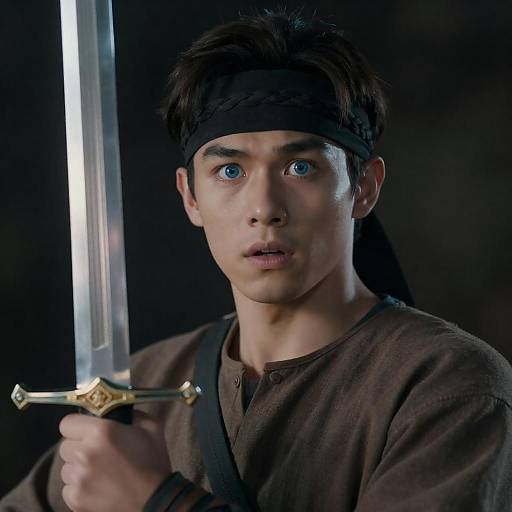 Young Man with Glowing Sword