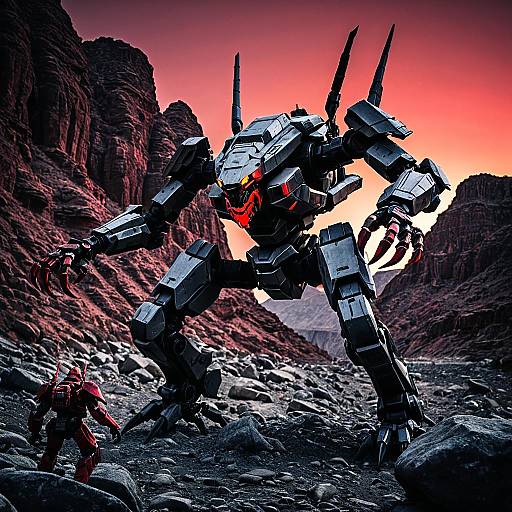 Armored Mech Scorpion in Desert Canyon