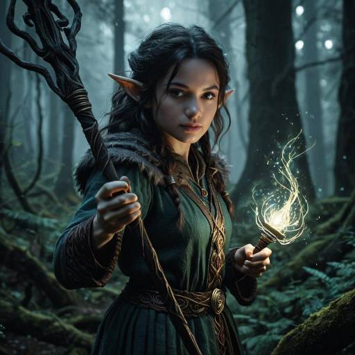 Mystical Halfling Enchantress in Dark Forest