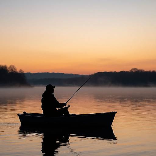 Cyberware Silhouette Fishing at Sunrise