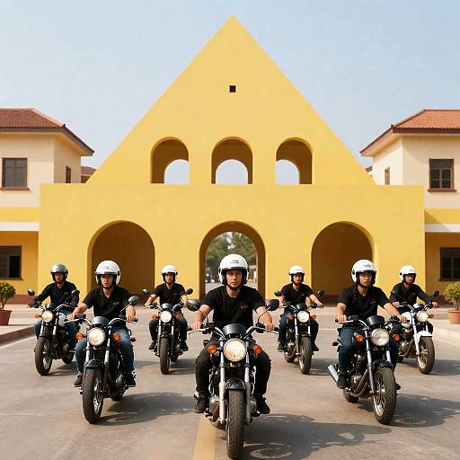 Motorcyclists in Formation by Pyramid