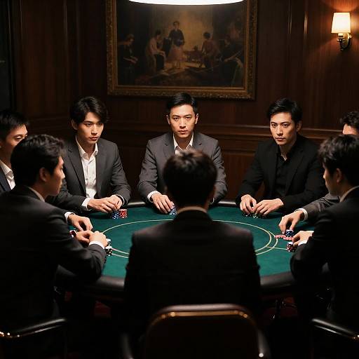 Serious Poker Game in Dim Lighting