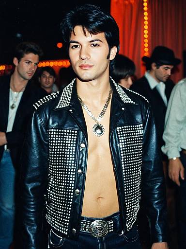 Man in Studded Leather Disco Outfit