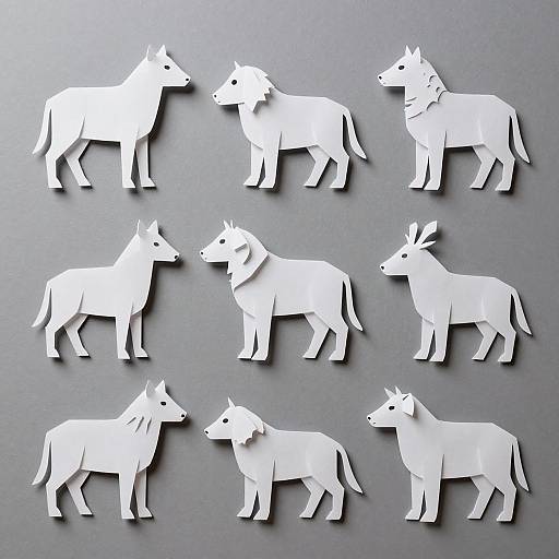 Minimalist 3D Paper-Cut Animal Art