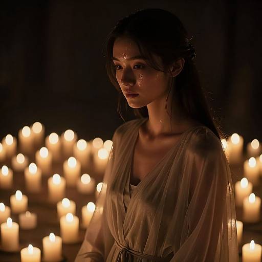 Candlelit Vigil in Sheer Robe