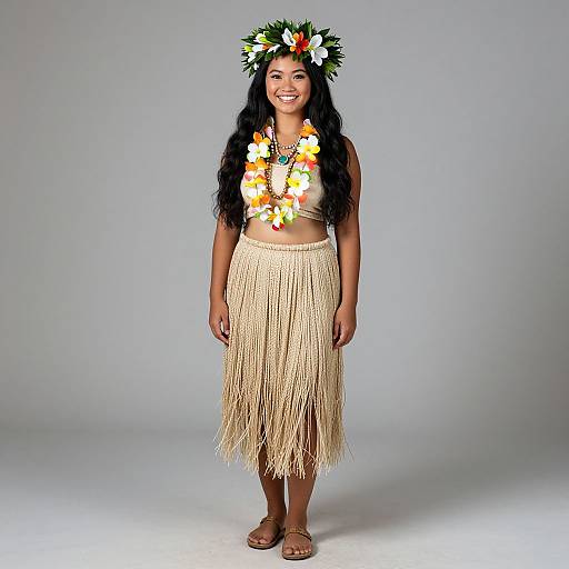 Hawaiian Woman in Traditional Costume