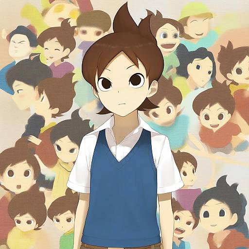 Illustration of Amano keita, youkai watch in the style of Throtem