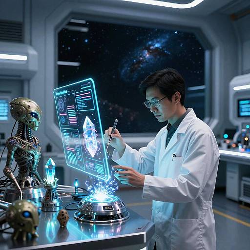 Acturian Scientist in Futuristic Lab