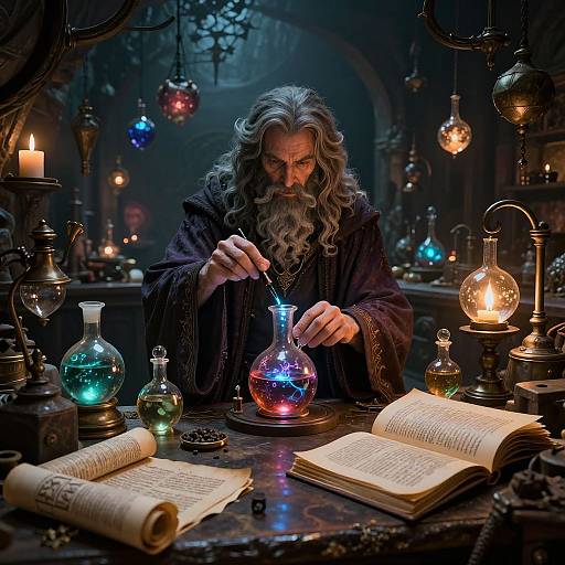 Mysterious Wizard's Laboratory Illustration