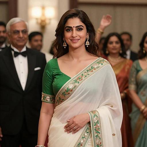 Elegant Indoor Celebration with Smiling Woman