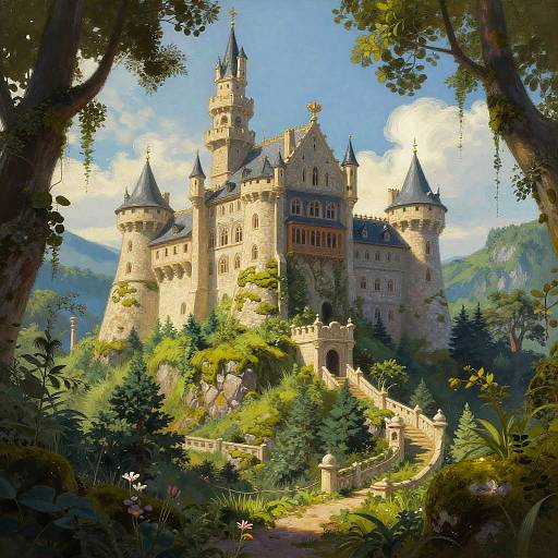 Whimsical Fantasy Castle Landscape