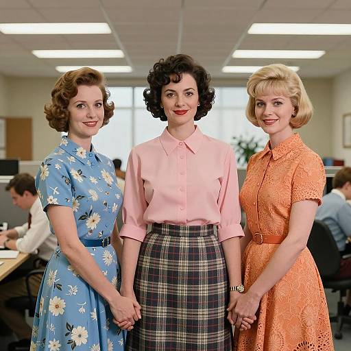 1960s Office Scene with Three Women