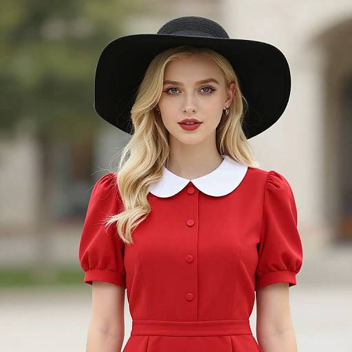 Blonde Girl in Red Dress