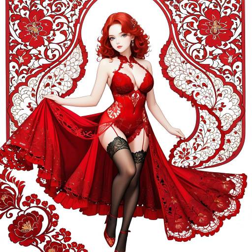 Radiant Woman in Intricate Lingerie Pose Radiant Woman in Intricate Lingerie Pose