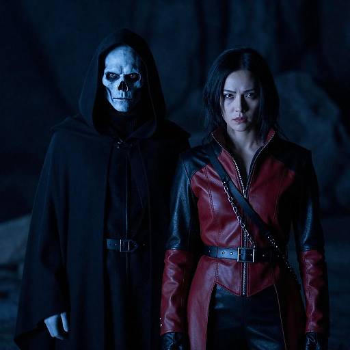 Mysterious Duo in Shadowy Ambience