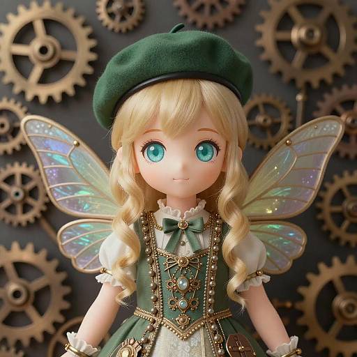 Steampunk Fairy Girl with Butterfly Wings
