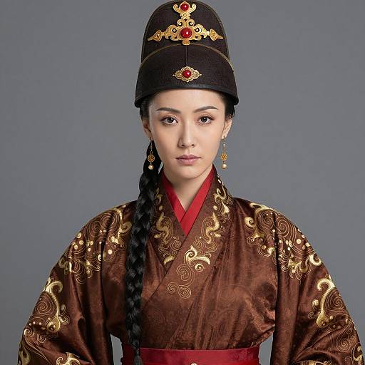 Elegant Asian Woman in Imperial Attire