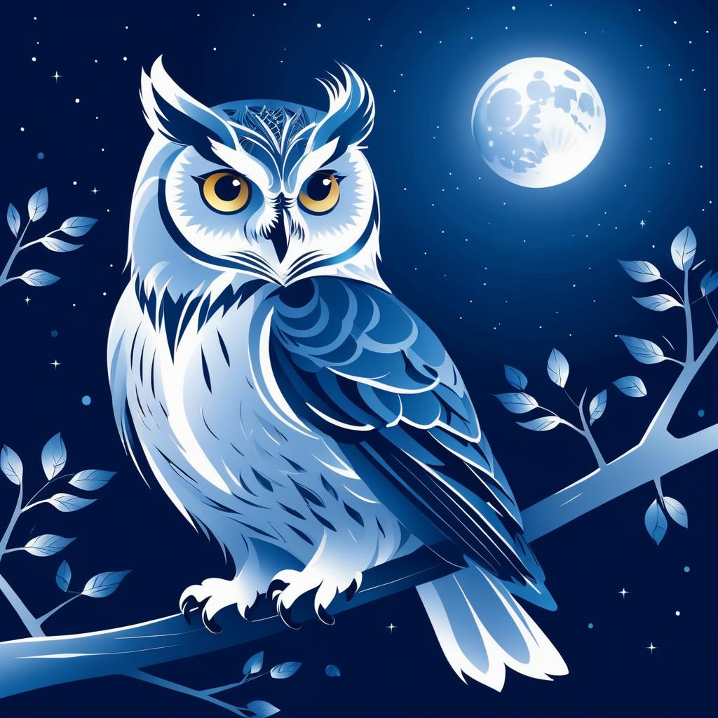 Wise Owl Under the Full Moon