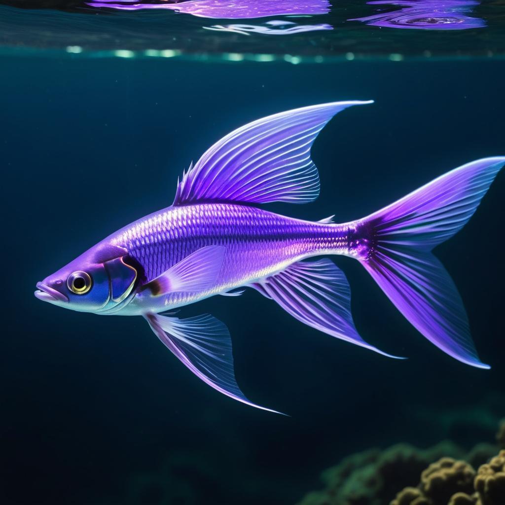 Magical Glowing Purple Flying Fish