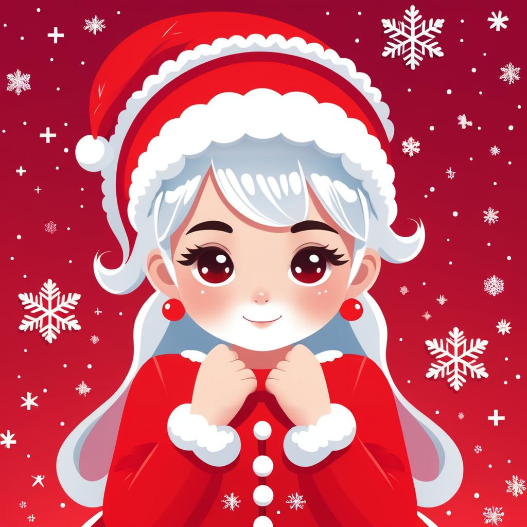 Kawaii Female Santa in Festive Style