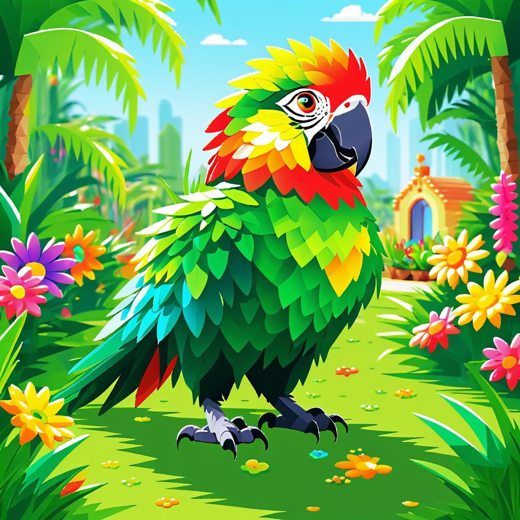 Vibrant Pixel Art Parrot in Bloom