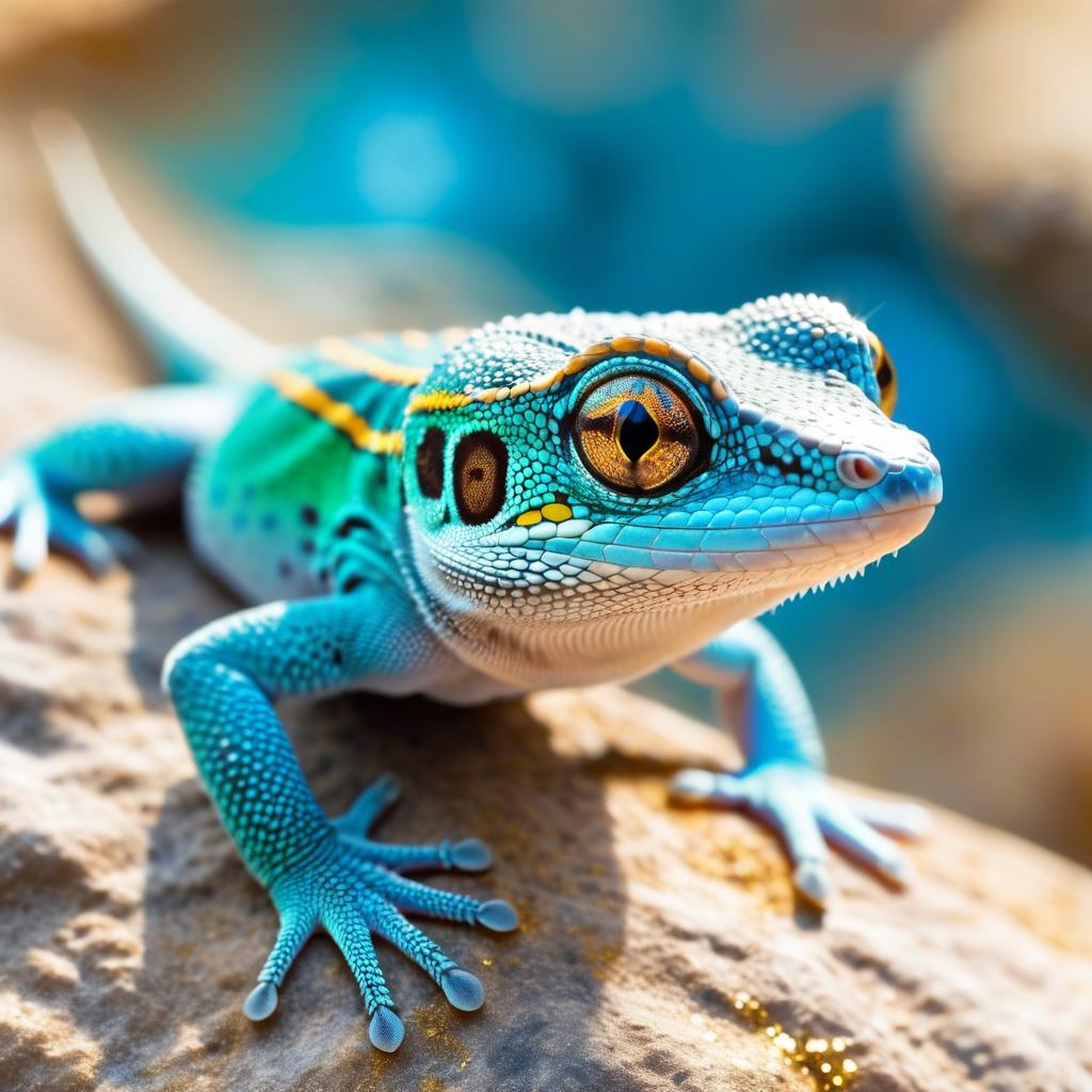 Curious Gecko on a Vibrant Rock