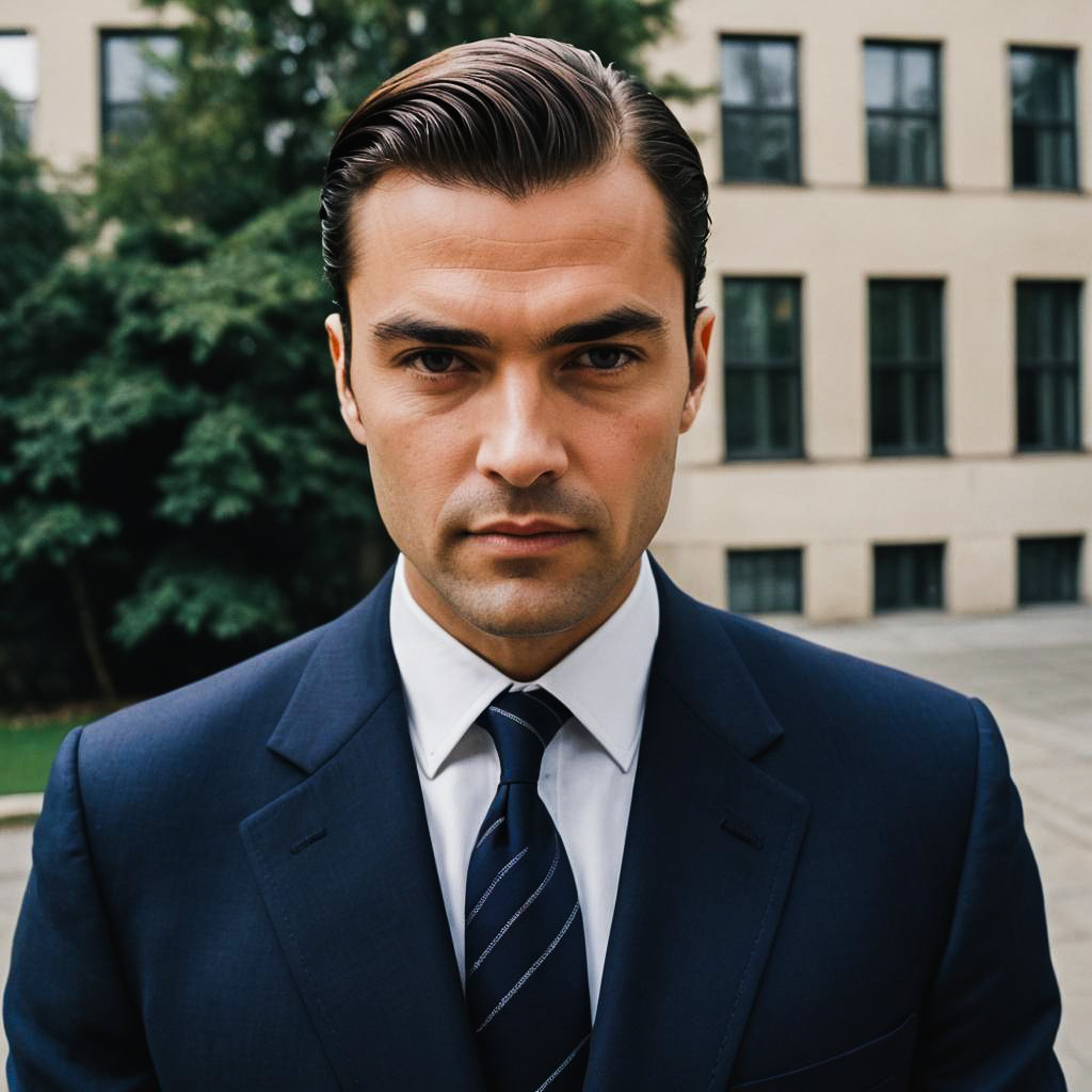 Stylish Man in Tailored Navy Suit